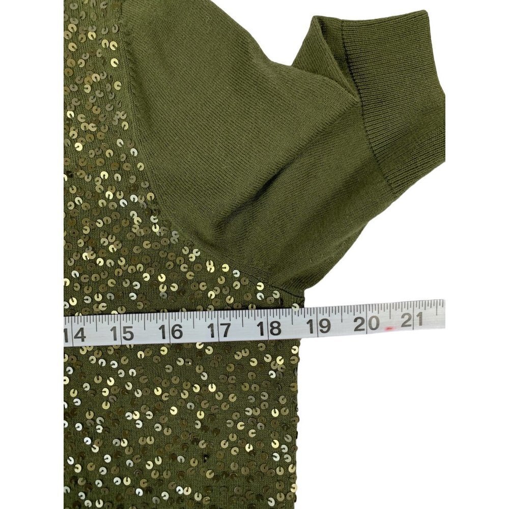 Talbots Women's Mean Green Sequin Top - Picture 6 of 7
